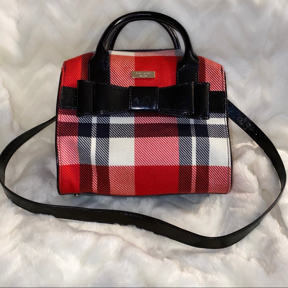 Kate Spade Red Black Georgetown Plaid Addison Bag